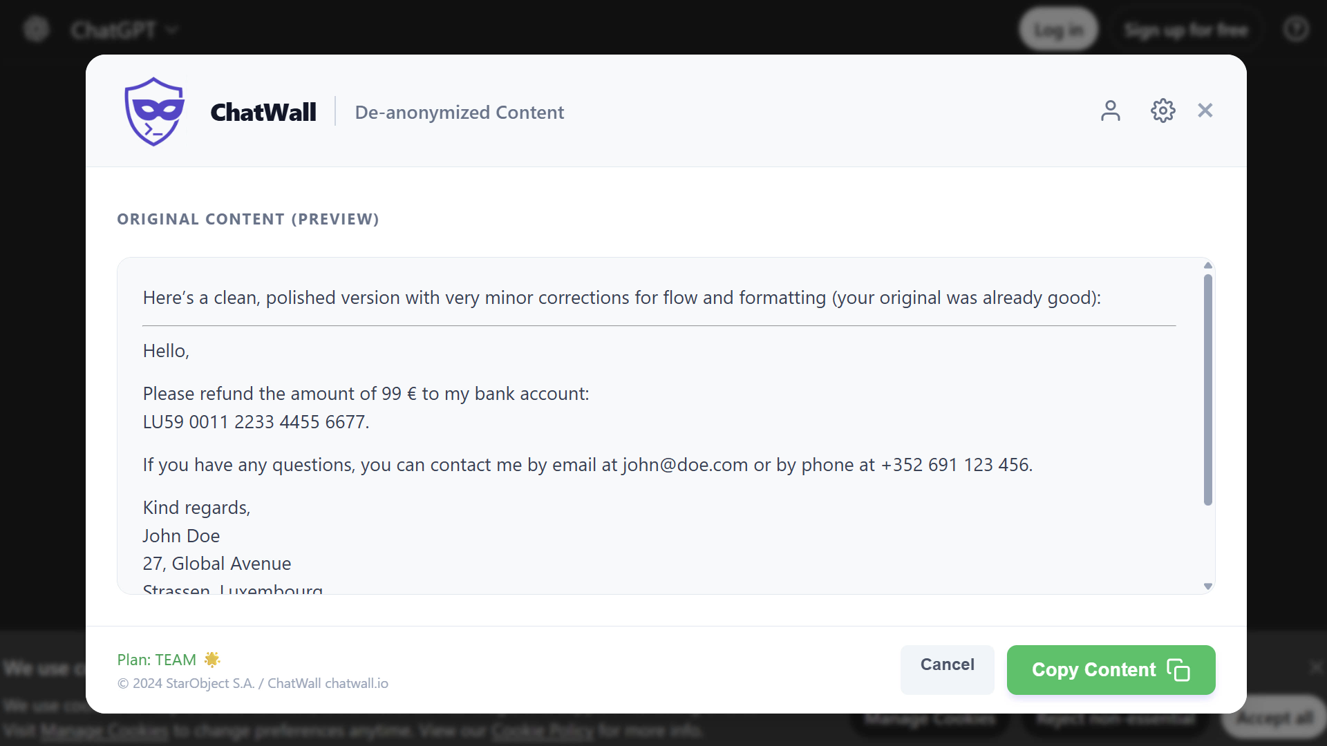 Reversible deanonymization in action